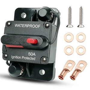 50 Amp Car Circuit Breaker with Manual Reset, Waterproof Fuse Holder for Trollin - Picture 1 of 12