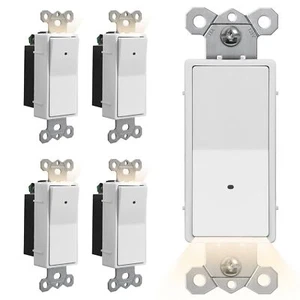 5 Pack CML Illuminated Light Switch Single Pole Decorator Paddle Rocker Wall ... - Picture 1 of 8