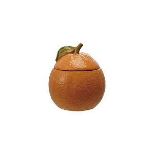 Steingut Keramik orange Form Glas mit Deckel - Bild 1 von 4