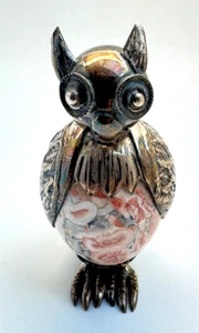 Vintage Figur Silberfigur 925 Silber Vogel Mexiko Edelstein Eule Uhu 3x6cm - Bild 1 von 8