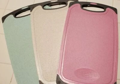 Home Kitchen Cutting Board Set 3 Pack Multi Color Grip Handle Plastic Material - Image 1 of 2
