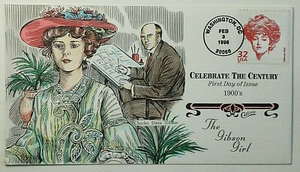 1998 FDC Collins Hand Painted Celebrate Century 1900's The Gibson Girl SC #3182 - Picture 1 of 2