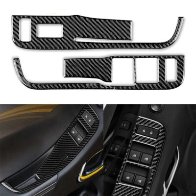 Cubierta de panel de interruptor de ventana de fibra de carbono para Chevrolet Camaro tipo B 2010-15 Foto 1 de 4