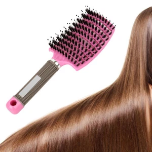 Magical Brush Womens Detangle Detangling Natural Boar Bristle Hair Brush Curved - Picture 1 of 16