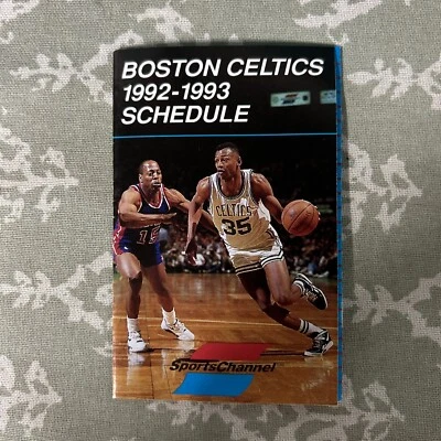 1992-93 BOSTON CELTICS Pocket Schedule NBA Reggie Lewis! - Image 1 of 4