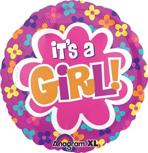 It's A Girl Floral Mylar Balloon, 21", Multicolor - Picture 1 of 1