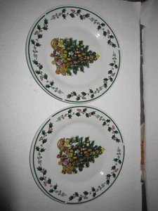 Gibson Noel Morning Christmas Tree China Salad Plate 7 1/2" Set of 6 - Picture 1 of 12