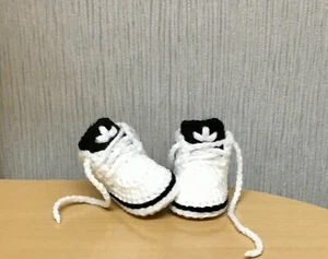 Crochet baby shoes Handmade crochet wool baby booties sneakers slippers - Picture 1 of 2