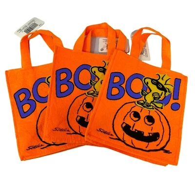 Bolsas de regalo de fieltro de Halloween Hallmark Peanuts Woodstock Boo 7 pulgadas naranja calabaza Foto 1 de 4