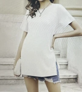 Ekouaer Women’s Maternity Shirt Short Sleeve Top Blouse Split Side Size Medium - Picture 1 of 4