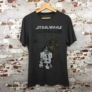 R2-D2 C-3PO Star Wars T-shirt Size Small S Grey Graphic Print Tee Sci-fi - Picture 1 of 7