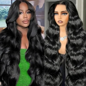 Lace Front Wig Human Hair Body Wave 13x4 Lace Frontal Wigs Pre Plucked Remy Hair - Picture 1 of 19