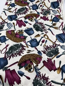 VTG County Fair Cotton Fabric Hoffman California Garden Basket Flowers Quilt - Picture 1 of 6