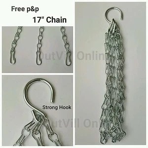1 x Chain Metal Garden Easy Hanging Basket Silver Spare Fill Chain 17" - Picture 1 of 4