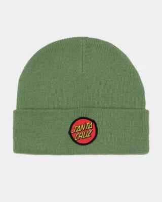 Santa Cruz Classic Dot Patch Beanie Mens Green Woolly Knit Hat - Image 1 of 2