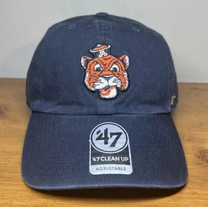 Auburn Tigers ‘47 Brand Clean Up Vintage Sailor Logo Navy Blue Strapback Cap Hat - Picture 1 of 9