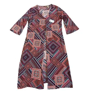 Wrangler Maxi Length Tribal Print Duster Sweater Patchwork Size Medium Women NWT - Picture 1 of 11