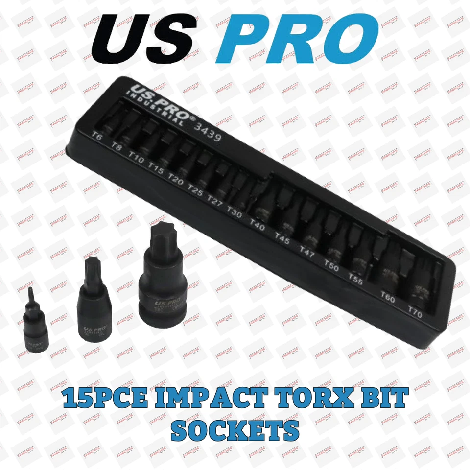 US Pro Industrial 16pc 1/2" Deep Impact Sockets 10-27mm & Extension Bar Set 3453
