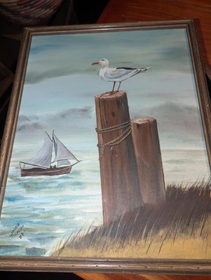 Pintura náutica original 1984 Jackie Allen - Imagem 1 de 4