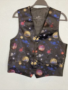 Piscador Waistcoat Mens Size Large Made in England Retro Vintage Planets Space - Picture 1 of 6