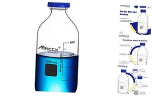 Glass Round Media Storage Bottles, Vol.1000ml, 3.3 Borosilicate Glass  - Picture 1 of 8