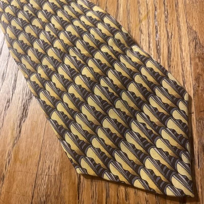 Corbata geométrica de seda vintage usada en excelente estado tema Martini Stonehenge Foto 1 de 4