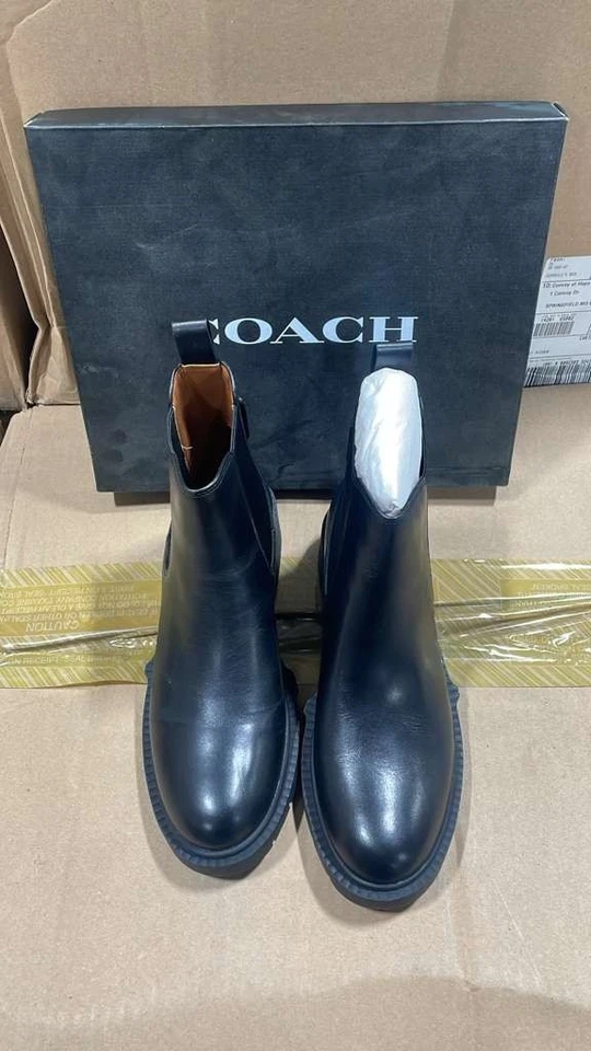 Bota Chelsea Feminina Coach Couro Lyden Preta G5488 Tamanho 7.5 B - Imagem 1 de 4
