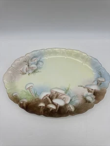 Vintage Haviland France Hand Painted Mushroom Forest 12” Porcelain Platter Sign - Picture 1 of 13