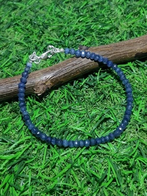 A++ Blauer Saphir facettiertes Rondell 3-4 mm Edelstein Perlen handgefertigte... - Bild 1 von 4