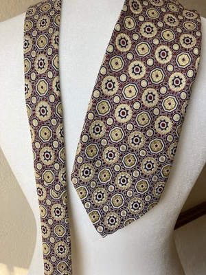 Corbata ancha vintage para hombre años 70 roja borgoña dorada S&Q Clothiers de Damon Foto 1 de 4