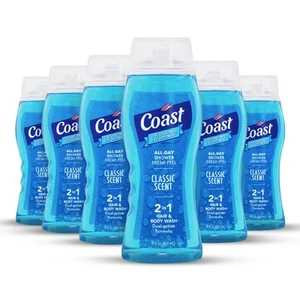 Coast Classic Scent Body Wash - 6 Pack x 18 Fl Oz - Thick Rich Lather Leaves - Picture 1 of 7