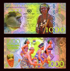 Niederlande Guinea (Ghana) 1000 Gulden, 2016 Privatausgabe POLYMER, UNC Affe F - Bild 1 von 1