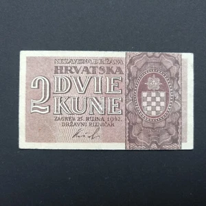 CROATIA 2 KUNA 1942 P-8b VF - Picture 1 of 3