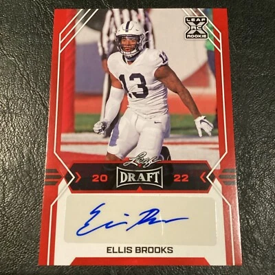 2022 Leaf Draft Auto Red #BA-EB1 Ellis Brooks RC Penn State Nittany Lions Card - Image 1 of 3