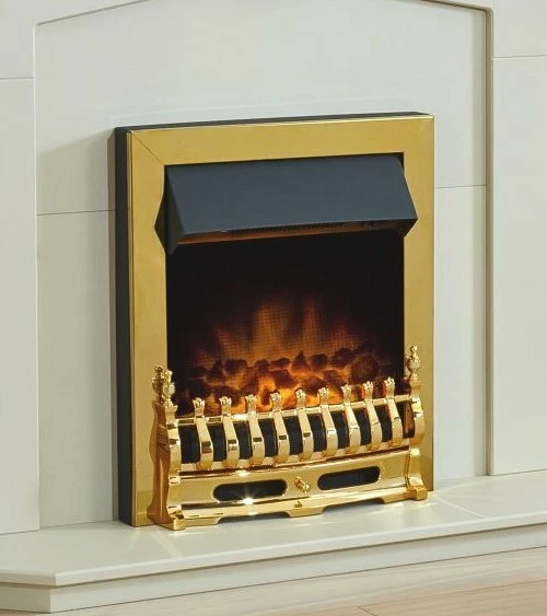 ELECTRIC FIRE BRASS FIREPLACE INSET LED ELECTRIC HEATER FLAME FLICKER COAL  BNIB - Image 1 of 1