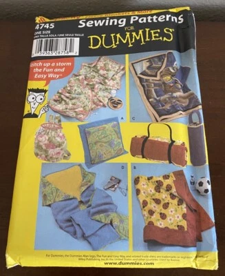 Simplicity 4745 Fleece Pillow, Blankets,Quilt & More Sewing for Dummies UnCut - Image 1 of 2