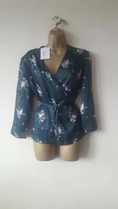 Women's Ted Baker Aleexx Flourish V-Neck Floral Wrap Top in Green 3 uk 12 - Picture 1 of 5