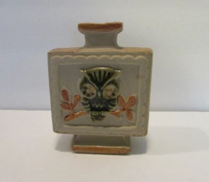 vtg MCM ceramic owl on branch bud vase pedestal square shape kitschy made Japan - Picture 1 of 9