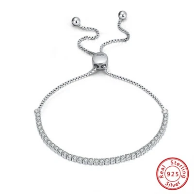 Bracciale Donna Argento Sterling 925 Braccialetto Donna Chiusura Regolabile  - Immagine 1 di 4