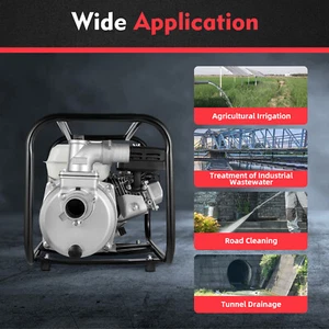 2Inch Commercial Engine Gasoline Water Pump 210CC 6.5 HP Portable Gas-Powered - Picture 1 of 15