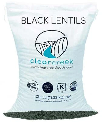 Clear Creek Black Beluga Lentils, Dry, 25 LBS