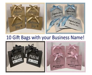 10 bolsas hechas a medida - nombre personalizado de tienda comercial - bolsa de regalo cinta - Imagen 1 de 7