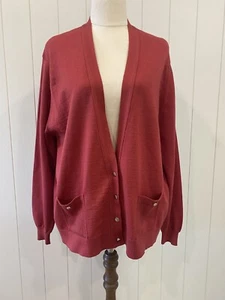Jaeger Size 40 Women’s Red Long Sleeve Wool Cardigan Great Britain 1990s - Picture 1 of 14