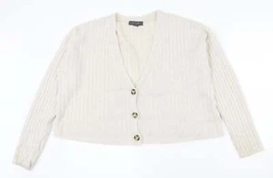 Primark Womens Beige V-Neck Acrylic Blend Cardigan Size 8 - 6-8 - Picture 1 of 12