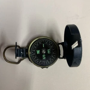 1960's Lensatic Brass Engineer "Pocket" Compass+Box Japan Working+Used Clean! - Picture 1 of 3