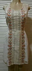 ¡Nuevo! Mini Vestido Free People Sin Mangas Bordado Marfil Bordado Talla 12 - Imagen 1 de 5