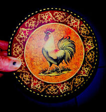 Vintage "Rooster” Trinket Jewelry Box Round  W/ Lid Cardboard- 7" DIA. -- 3" H