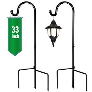 Shepherd Hook 2 Pack Black, 33 inches Tall, Made of Premium Metal for Garden ... - Picture 1 of 8