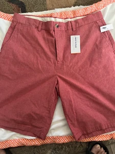 Old Navy Linen Blend Shorts Men 36 Red Ultimate Slim Built-in Flex 10” Flat NEW - Picture 1 of 3