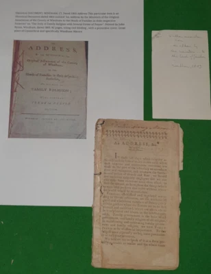 1803 ADDRESS BY MINISTERS OF ASSOCIATION OF THE COUNTY OF WINDHAM CONNECTICUT - Image 1 of 4